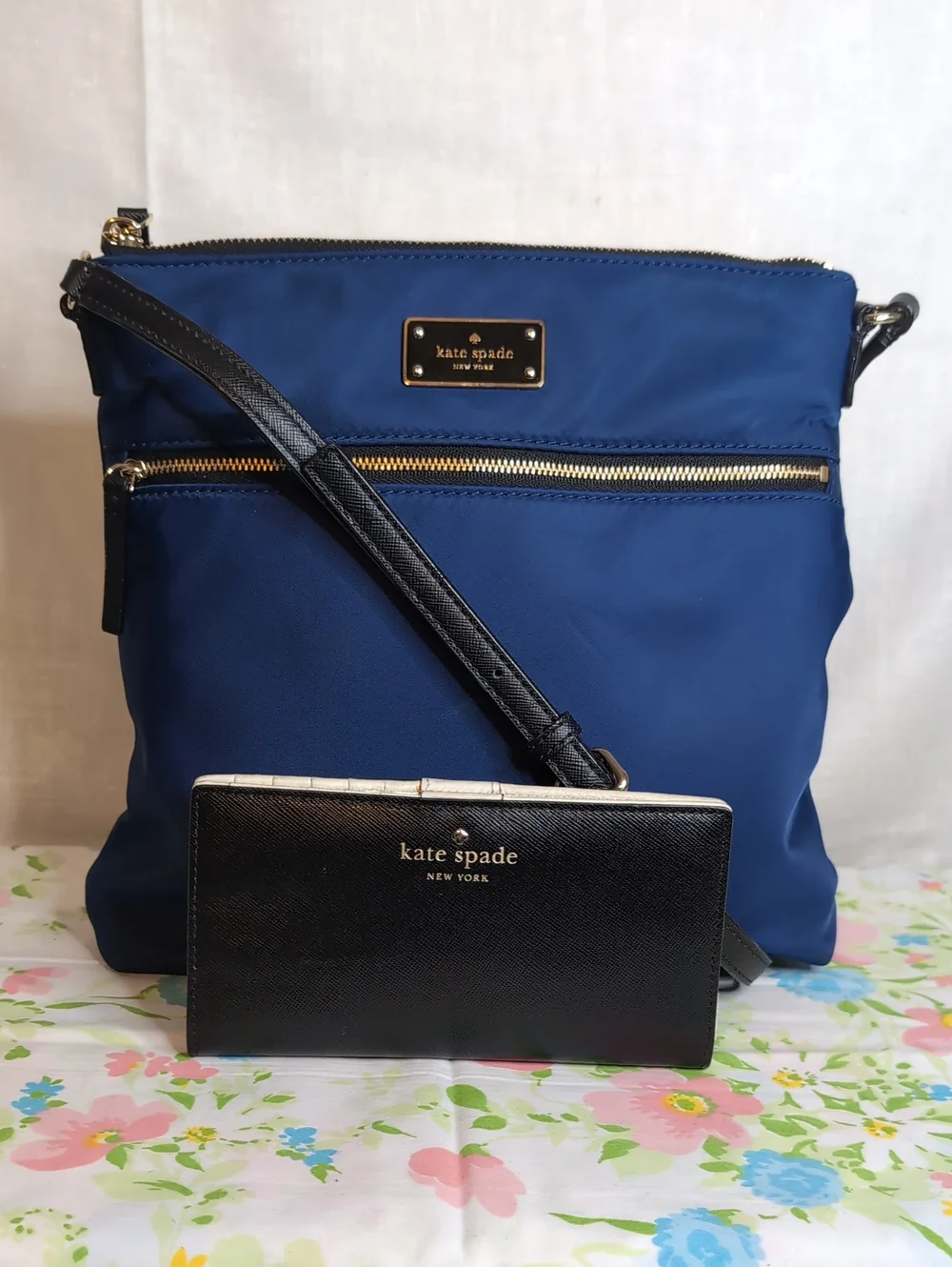 Kate Spade Nylon Crossbody Leather Wallet Combo